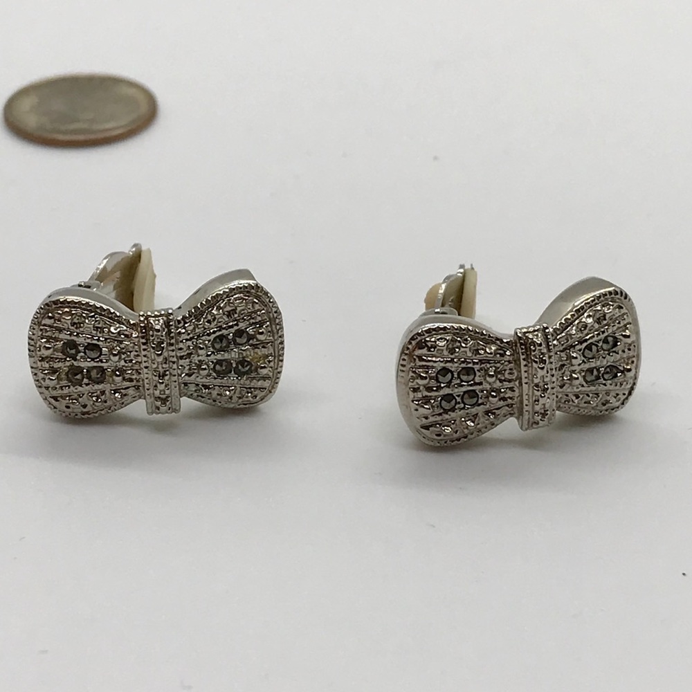 VTG Silver Marcasite Clip On Earrings - Picture 3 of 7